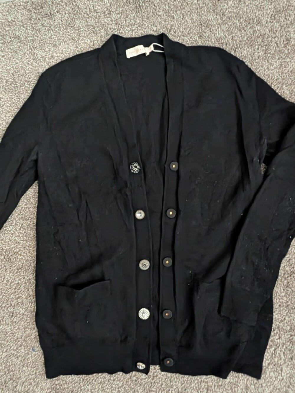 Tory Burch Black Cardigan With Fun Buttons